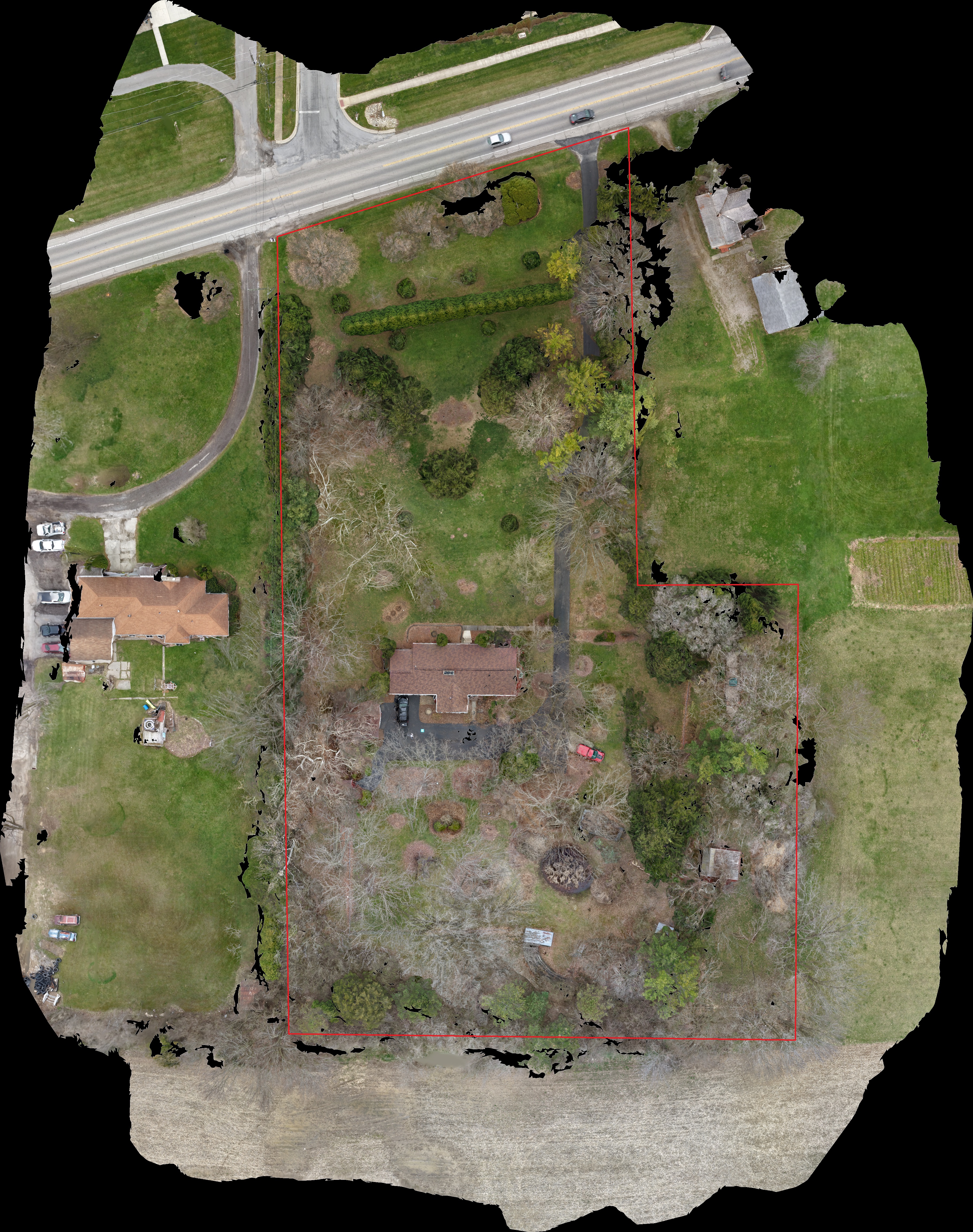 Aerial drone photography of a residential real estate property in Upper Sandusky, Ohio